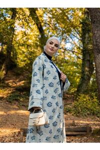 Tavin Kuşaklı İçi Desenli Jakarlı Kimono Çok Renkli