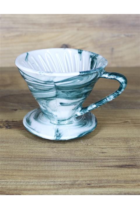 stilinbu Ebru Desen V60 Dripper Seramik Kahve Demleme