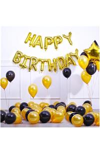 BİDOLUMUTLULUK Doğum Günü Gold Set Happy Bırhday