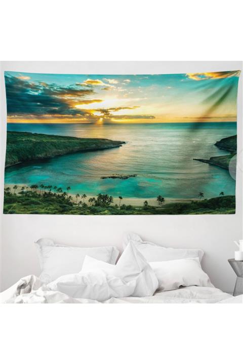 Rengirenk Deniz Mikrofiber Geniş Duvar Halısı Doğada Huzur Temalı