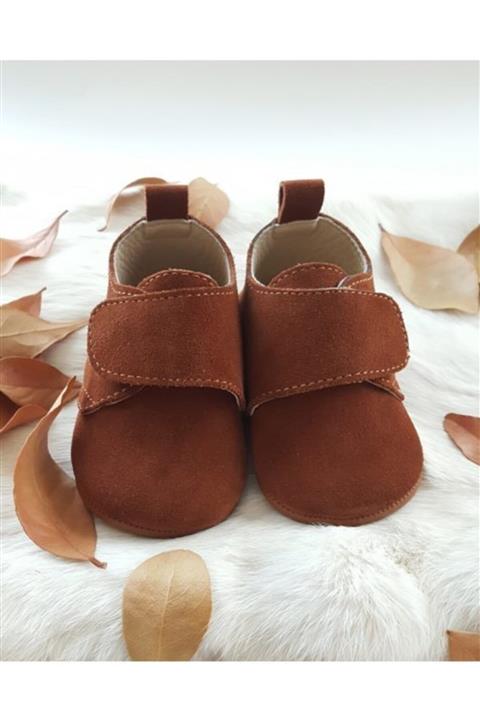 Hodore Unisex Bebek Taba Süet Cırt Cırtlı İlkadım Ayakkabısı