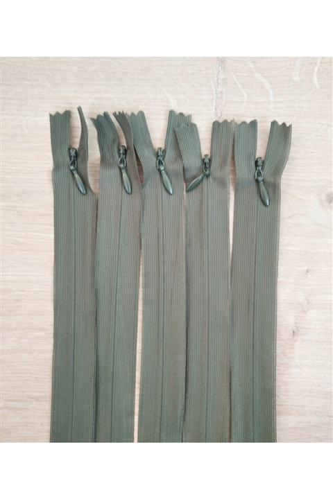 Kezban Tekstil Haki Yeşil Gizli Fermuar 40 Cm 5 Adet