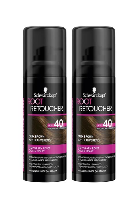 Schwarzkopf Root Retoucher Beyazları Anında Kapatan Sprey Boya Koyu Kahverengi 120 Ml X 2 Adet