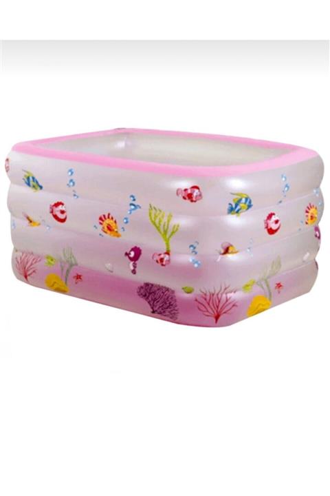 babysharkswim 4 Boğumlu Dikdörtgen Havuz 120*100*70 Cm Pembe Renk