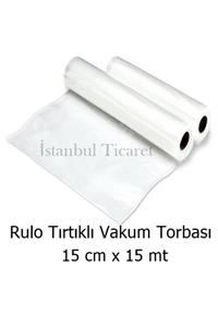 Vakur Rulo Tırtıklı Vakum Torbası-poşeti 15 Mt X 15 Cm - Çift Yüzey Tırtıklı