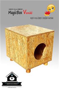 Kedi Kulübesi Kedi Evi - Magicbox Vernikli - Dışmekan - Ahşap Yağmur/soğuk Sığınağı