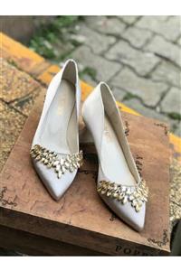 LADİESHOE Topuklu Taşlı Ten Stiletto