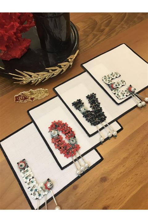 Bi Bashka Love Işlemeli 4lü Kokteyl Peçete