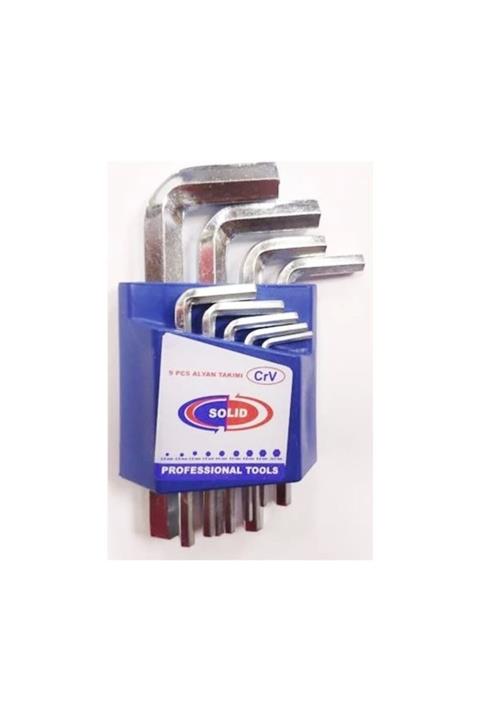 Solid Gri  Düz Alyan 9 Parça Anahtar Takımı