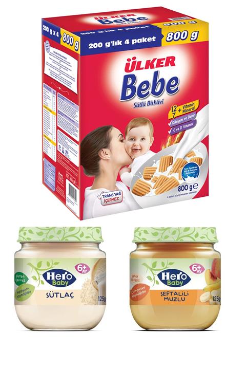 Hero Baby Ülker Bebe Bisküvisi Ve Sütlaç Ve Şeftali Muzlu