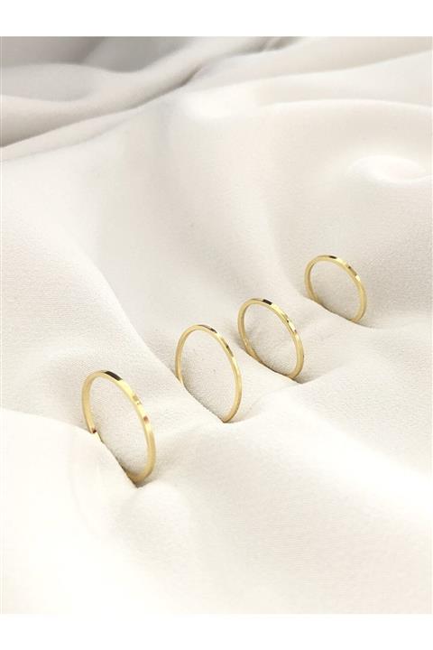 The Y Jewelry Kadın Altın Renk 4lü Eklem Yüzük