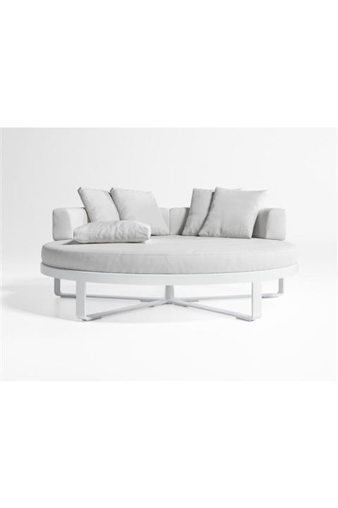Passion Beyaz Metal Ayaklı 4 Kişilik Havuz Başı Yatak Modern Daybed Metal Ayaklı 4 Kişilik Sezlong