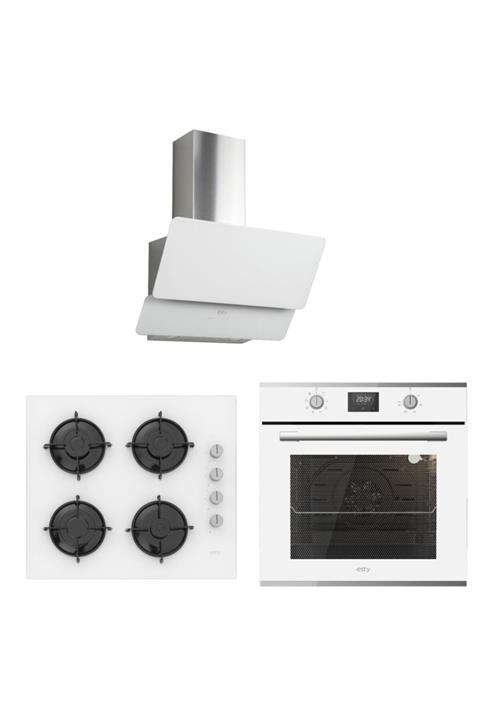 Esty Aef6605w01 - Aco5335w01 - 3471 Beyaz Cam Ankastre Set