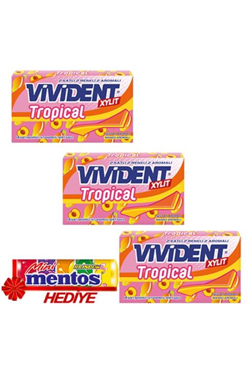 Vivident Cüzdan Şeftali-mango '' 3 Adet '' (mentos Mini Hediyeli)