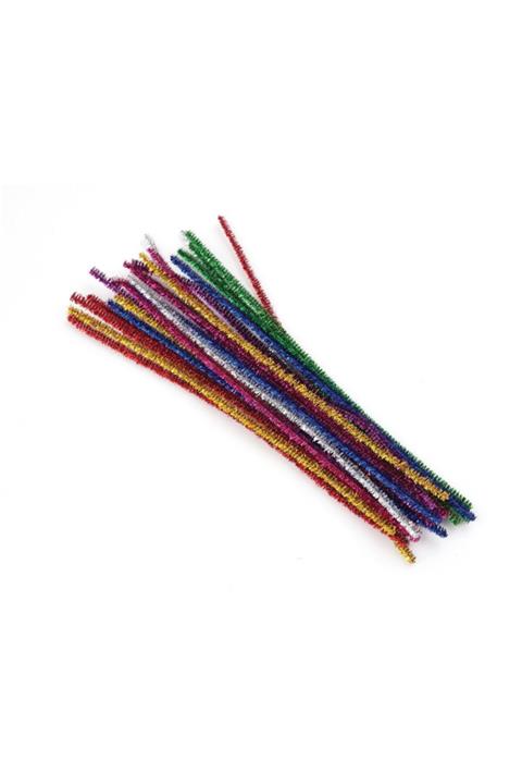 satrik Simli Şönil 30 Cm Paket Içi 8 Farklı Renk 20'li Simli Tüylü Tel