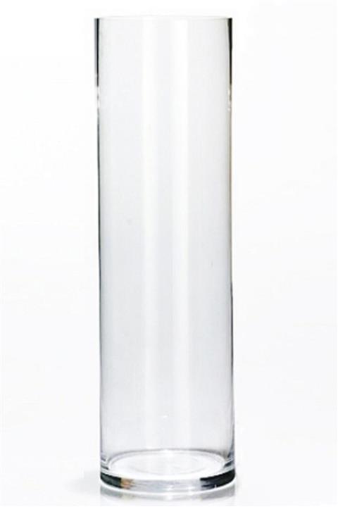 GLASSY Silindir Cam Vazo (15cm Çap-50cm Yükseklik)