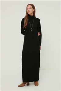 Trendyol Modest Siyah Dik Yaka  Triko Elbise TCTAW22EB0245