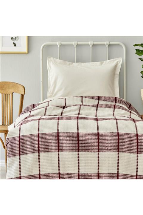 Karaca Home Carmen Bordo Çift Kişilik Waffle Battaniye