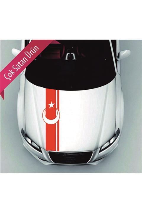 KDMAKSESUAR Ay Yıldız Kaput Şerit Oto Sticker Kırmızı