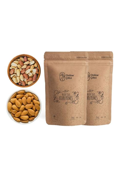 Karlıoğlu Çiğ Yerli Badem 250gr + Çiğ Yer Fıstığı 250gr