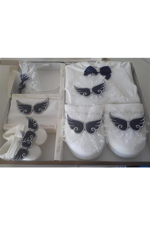 Ponpon Baby Bebek Hastane Çıkışı Lohusa Seti Terliği Tacı Terlik Taç Seti Hamile Doğum Hediyesi
