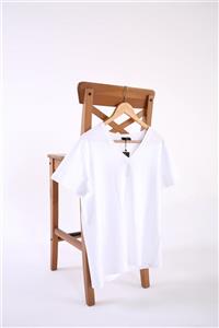Ekrumoda Beyaz V Yaka Kısa Kollu Basic T-shirt