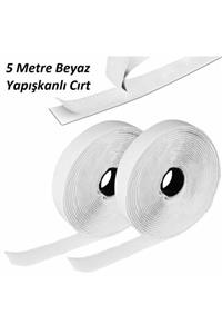 Dünya Magnet 5 Metre Arkası Yapışkanlı Beyaz Cırt Cırtlı Bant - Kaliteli Cırt Bant - Çırt Çırt Band - En 2cm