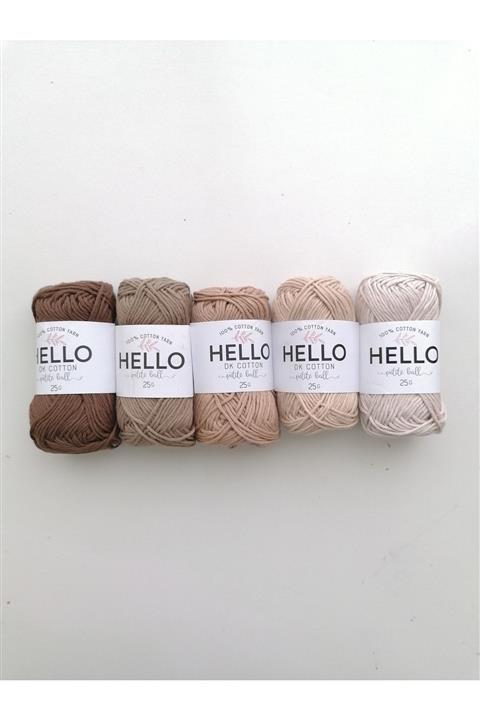 HELLO Iplik 5'li (punch, Amigurumi) Kahve Serisi 1 25gr