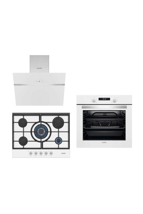 Simfer Beyaz Dijital 5 Gözlü Ankastre Set 2 (7330 fırın 3722 Ocak 8612 Davlumbaz)