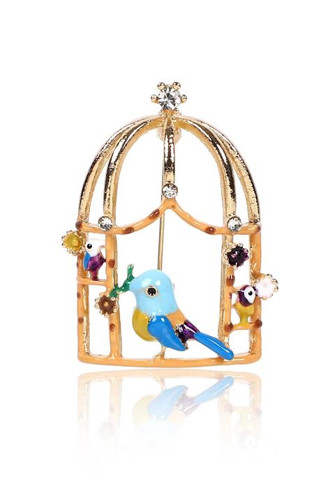 Pelin Aksesuar Mavi Kuş Kafes Broş