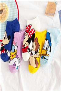 CARNAVAL SOCKS 5 Çift Sevimli Karakterler Desenli Kadın Patik Çorap