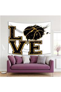 Henge Home Baskılı Duvar Örtüsü Basketbol Love Yazı Deseni