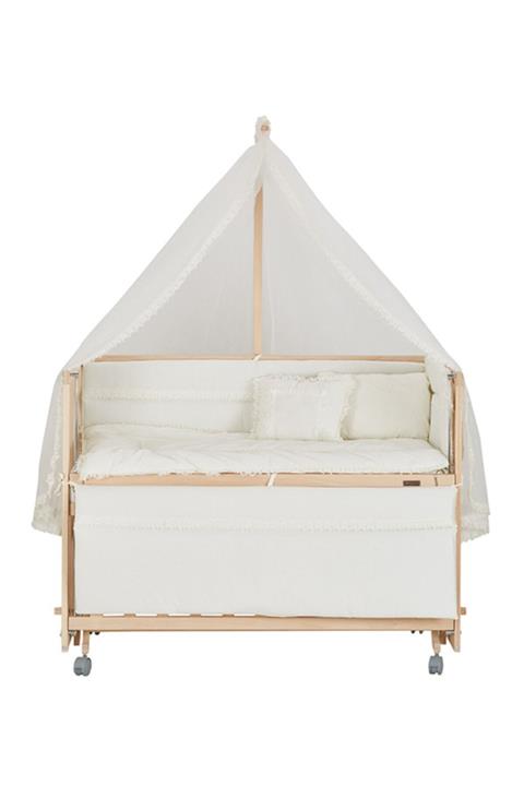 Baby Tech Extra Boyasız 70x130 Lüx Anne Yanı Tekerlekli Beşik Uyku Seti