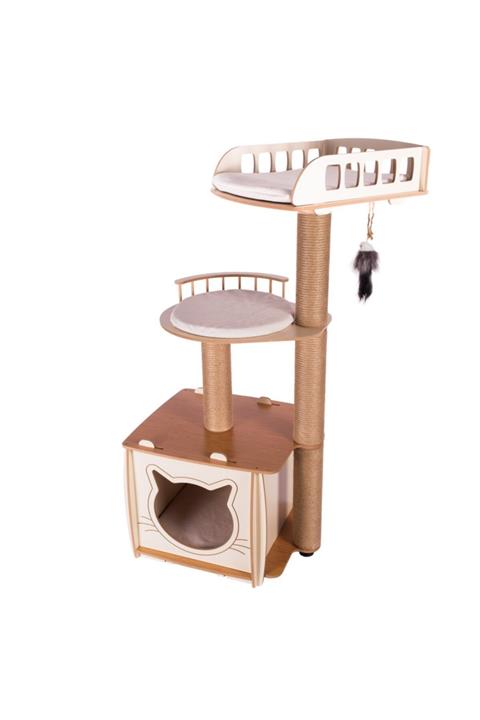 Patihomes Xl Lâl Katlı Yataklı Kedi Evi Bej