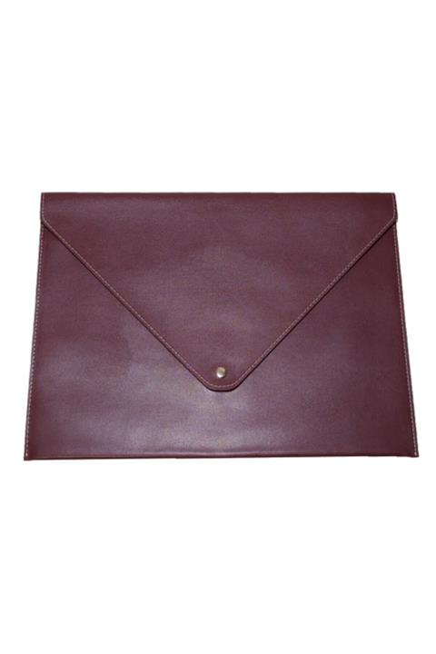 2K A4 Suni Deri Zarf Çıtçıtlı Dosya 25.5 X 33.5 Cm. Bordo