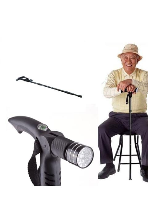 FLY BAZAAR Işıklı & Pusulalı Katlanabilir Baston (mavi)