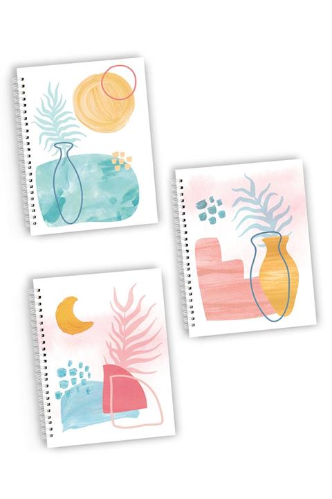 CoNotes 3'lü Spiralli Çizgisiz Defter Seti - Pastel Series A5 (15X21CM)