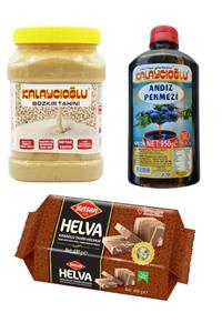 Belde Dere Kalaycıoğlu Beyaz Tahin 935 Gr + Helsan Glikozsuz Kakaolu Helva 400 Gr + Kalaycıoğlu Andız Pekmezi 9