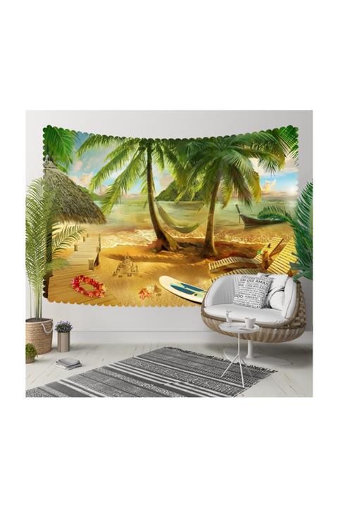 Else Halı Else Mavi Bulutlar Kelebekler 3d Kumaş Dekoratif Duvar Örtüsü 140x200cm