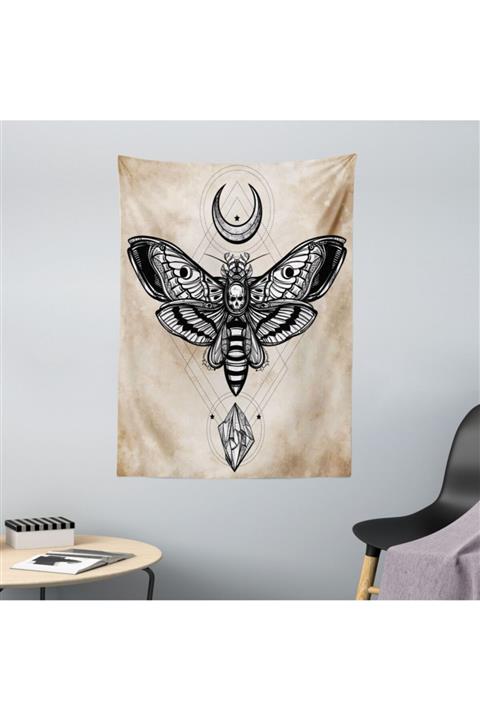 Rengirenk Mistik Mikrofiber Duvar Halısı Kelebek Desenli