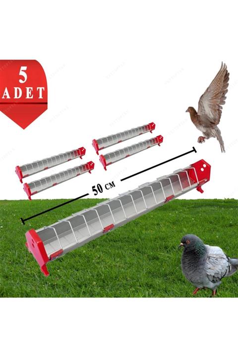 Marka Sida Güvercin Yemlik, Tavuk Yemliği 50 Cm Metal, Kümes Yemliği, 5 Adet