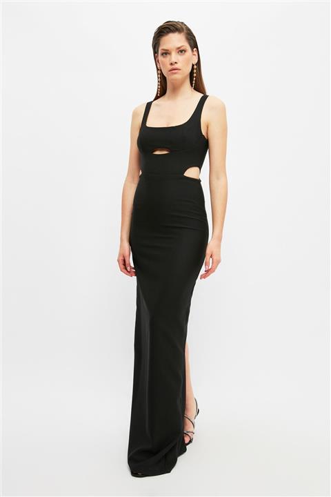 TRENDYOLMİLLA Siyah Bel Detaylı Abiye & Mezuniyet Elbisesi TPRSS21AE0314