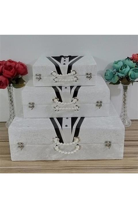Sonem Çeyiz Söz Nişan Bohça Gelin Düğün Damat Çeyiz Sandığı 3lü 0555b Çanta