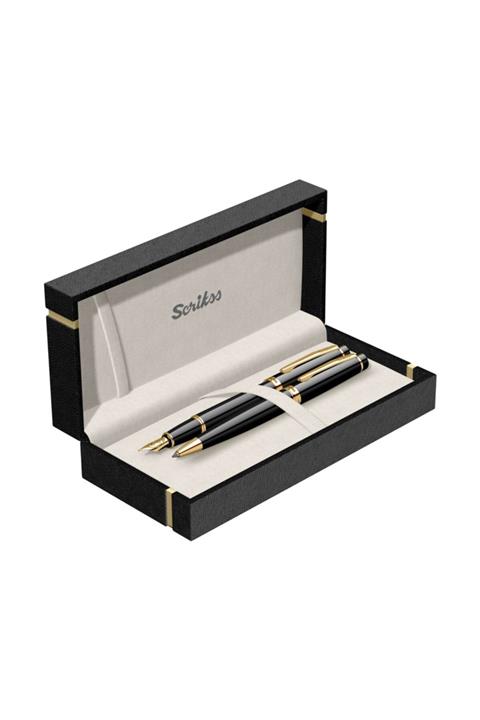 Scrikss Siyah Altın Dolma Ve Tükenmez Kalem Seti