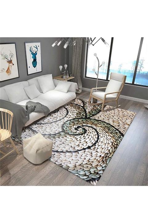 Sermod Taş Desenli Dekoratif Süngerli Halı Örtüsü