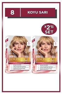 L'Oreal Paris Excellence Creme Saç Boyası 8 Koyu Sarı 2'li Set