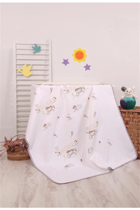 mellowbabystore Gri Çiçek Bahçesi Desenli Bebek Pikesi