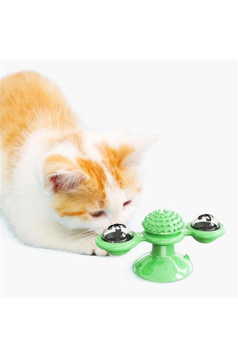 Salkım Planet Beyaz At -pet Malzemeleri Vantuzlu Fırıldak Toplu Dönen Şeffaf Depo Tasarım Interaktif Kedi Oyuncağı