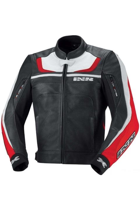 IXS Shertan Black-red-whıte Deri Motosiklet Ceketi