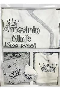 Miniworld Annesinin Minik Prensesi 5li Hastane Çıkışı Yenidoğan Zıbın Seti %100 Pamuk Anti Alerjik